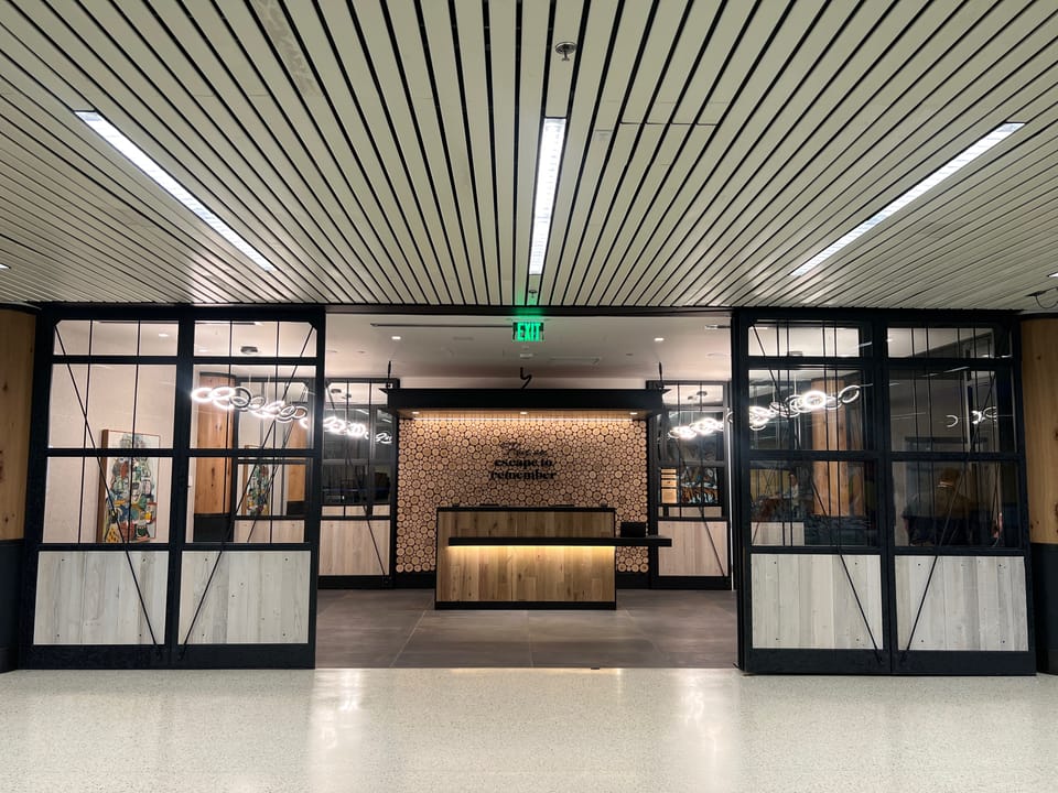 Entrance to the Escape Lounge in Terminal D at Portland Airport (PDX)